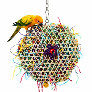 2PCS Bird Parrot Foraging Shredder Hanging Toys,Parrot Foraging Shredder Toy Set,colorful bird,Small Parrots Parakeets Conures Cockatiels Love Birds Cage Toy