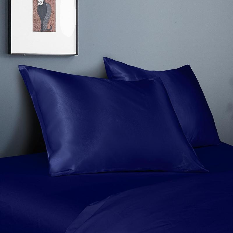 2 Pack Silk Satin Pillowcases for Hair and Skin Silky Soft Luxurious Bedding Pillow Cases with Envelope Closure Solid Red Color