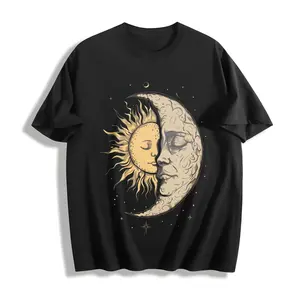 Mystical Sun And Moon Face T-Shirt Yin Yang Tee Hippie Clothing Women Chic Style Women Clothing Hippy Clothes Vintage Bohemian Attire