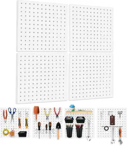 4PCS Pegboard,PegBoard, Peg Board Wall Organizer, Pegboard System for Workbench, Shop, Shed Modular Peg Board Organizer Board Kit