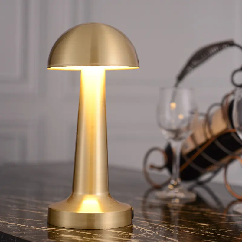Rechargeable Mushroom LED Table Lamp, Metal Touch Control, Stepless Dimming, 3-Color Changing, 1200mAh Battery, USB Port, 5V 1A Charging, 3-Hour Runtime - Indoor Home Improvement Light for Bedroom, Grandma Gift Ideas for Friends, Parents