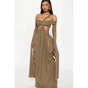 Alora Mesh Maxi Dress - Olive 5