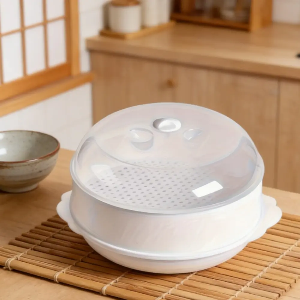 Stackable Plastic Microwave Steamer with Transparent Lid and Tray, Durable Cookware for Busy Families, Camping, and Picnics, Oven, Easy To Clean & Durable, Microwave Steamer Rack, Dishwasher Safe, Office Workers, Cover, Sturdy, Home Cooking, Simple