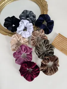 Velvet Solid Color Scrunchie, Elegant Matching Hair Tie for Ponytail Holder, Casual Simple Hair Accessories for Women & Girls, 2024 Fall Outfits, Elastic Tie Band
