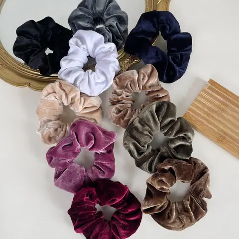 Velvet Solid Color Scrunchie, Scrunchies for hair, Elegant Matching Hair Tie for Ponytail Holder and Updo, Casual Simple Hair Accessories for Women & Girls, High Stretch Elastic Band