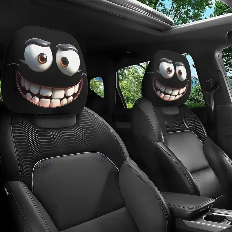 2-Pack Cute Cat Headrest Covers – Universal Car Seat Headrest Protectors, Washable Kawaii Auto Accessories