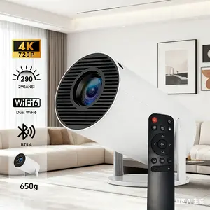 Mini Projector WiFi6 BT5.4 Auto Keystone 180° Rotatable 130" Screen 290 Lumens 4K 720P 290 ANSI Android OS Built-In Speaker Smart outdoor Portable mobile bedroom home theater Projector Game Audio projector home cinema movie night 2026 Space Mount