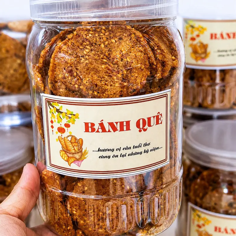 Vietnamese Banh Chao crispy cookies 500g - Bánh Chao Mè tuổi thơ 500g Snack