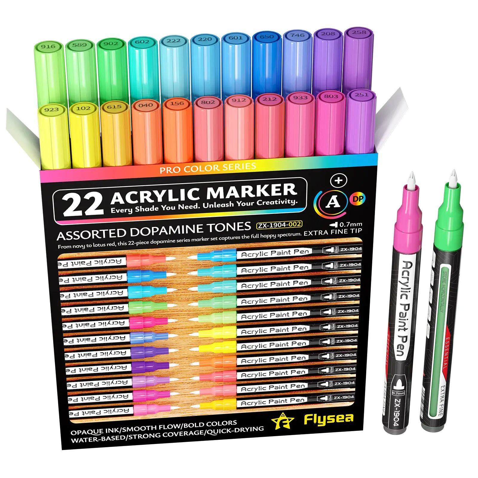 Acrylic Marker Pens, 17 Color Series, 22 Colors, Fine Tip 0.7mm, Fast-Drying, Visible Ink Window, Ideal for Art, Craft, DIY Projects