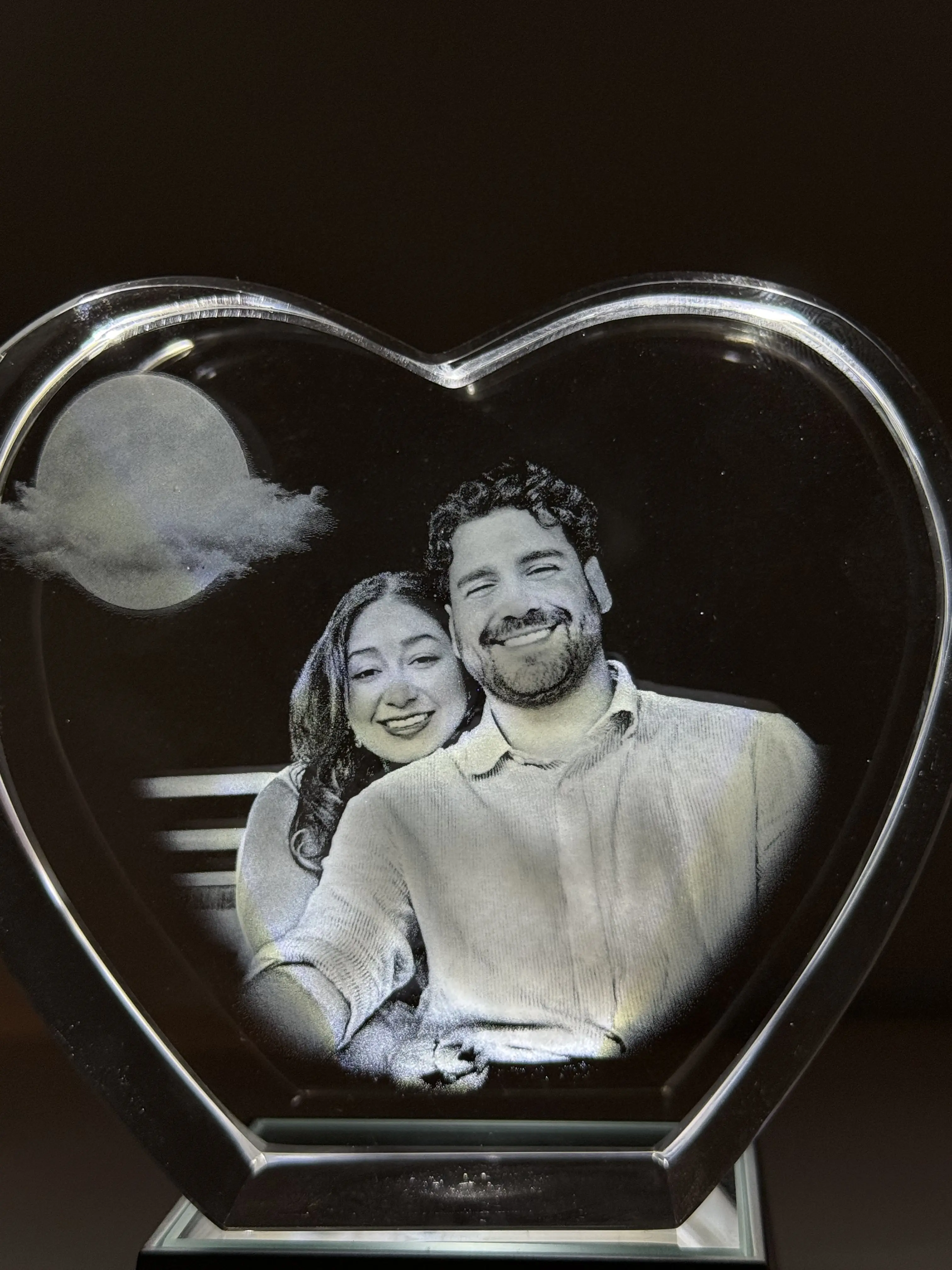 Custom Heart 3D Photo Engraved K9 Crystal Block