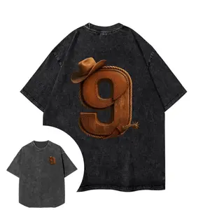 Men's Vintage Washed Cotton Denim-Style 0-50 Number Print Jersey T-Shirt - Slim Fit Garment, Soft Comfortable Unisex Design, Day Wear, Sizes M-3XL, Couples Matching, Ideal Menswear Gift