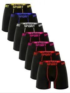 7 pcs Men's long style flat cornered underwear, Underwear boxers, Boxers Briefs, Comfortable and breathable, Lightweight and soft, sporty men's underwear, Suitable for home wear, Suitable for fitness boxing