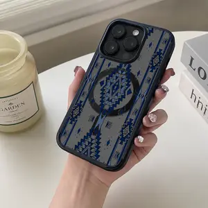 Tribal Geometric Pattern Acrylic Cellphone Case - Southwestern Native American Style Handheld Cover, Protective Accessories for iPhone 17Pro Max, Air, 16Plus, 15, 14, 13, 12, 11, XR, XS