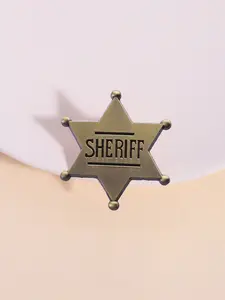 Cartoon Western Sheriff Star Lapel Pin Badge for Jeans Hats Backpacks, Halloween Gift Decoration Accessory, Clothes Brooch Present for Friends, Hat Pins