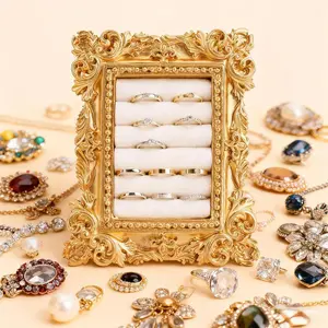 Vintage Ring Holder, Elegant Earrings Display Holder,Vintage Jewelry Display Frame Earring Tray Anniversary Engagement Baroque Organizer Photo Prop for Women Anniversary Favor & Wedding summervibes