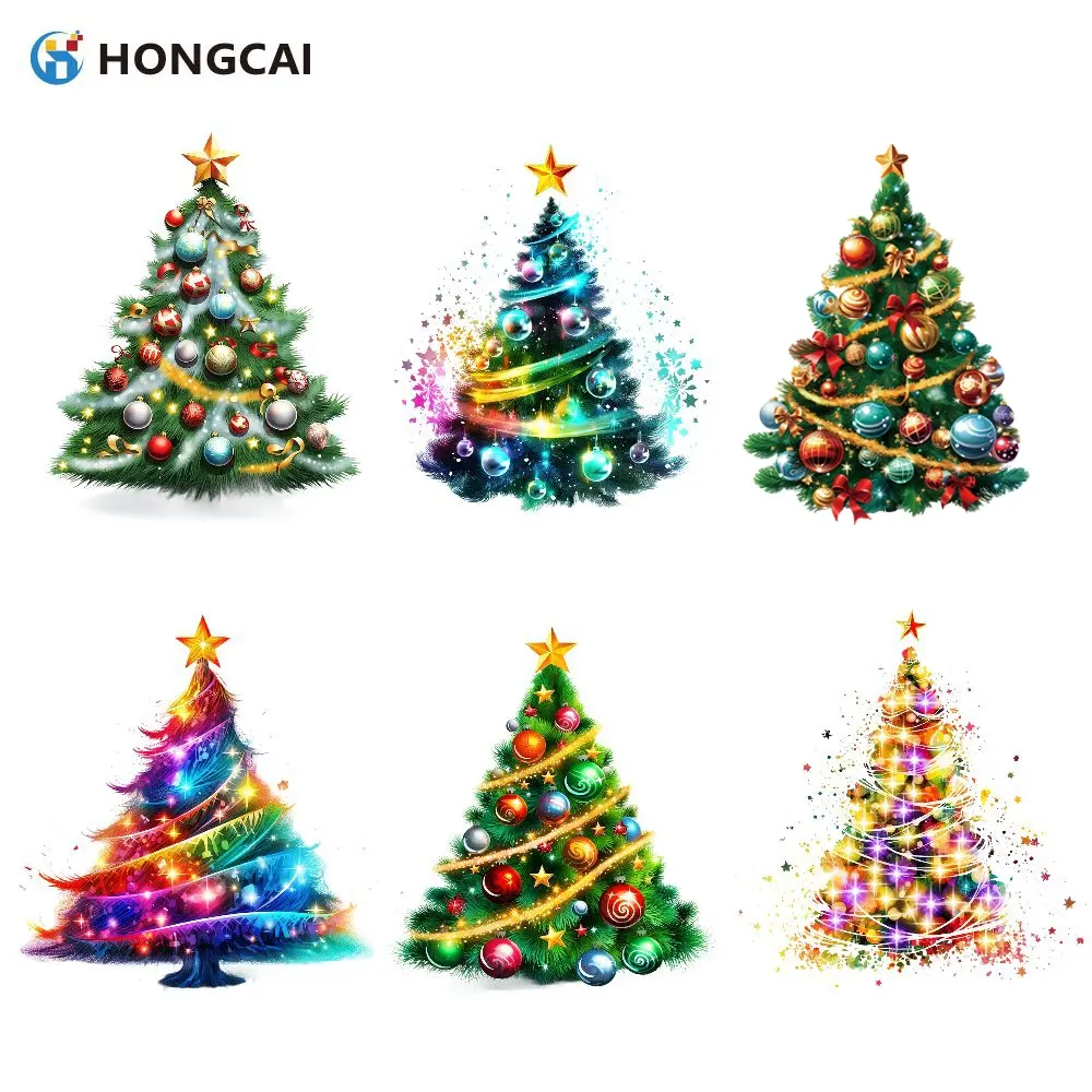 Christmas Tree Heat Transfer Vinyl Set, High-Quality DIY Iron-On Sheets, Easy Cut & Peel, Perfect for Clothing, Hats, Bags, Home Decor