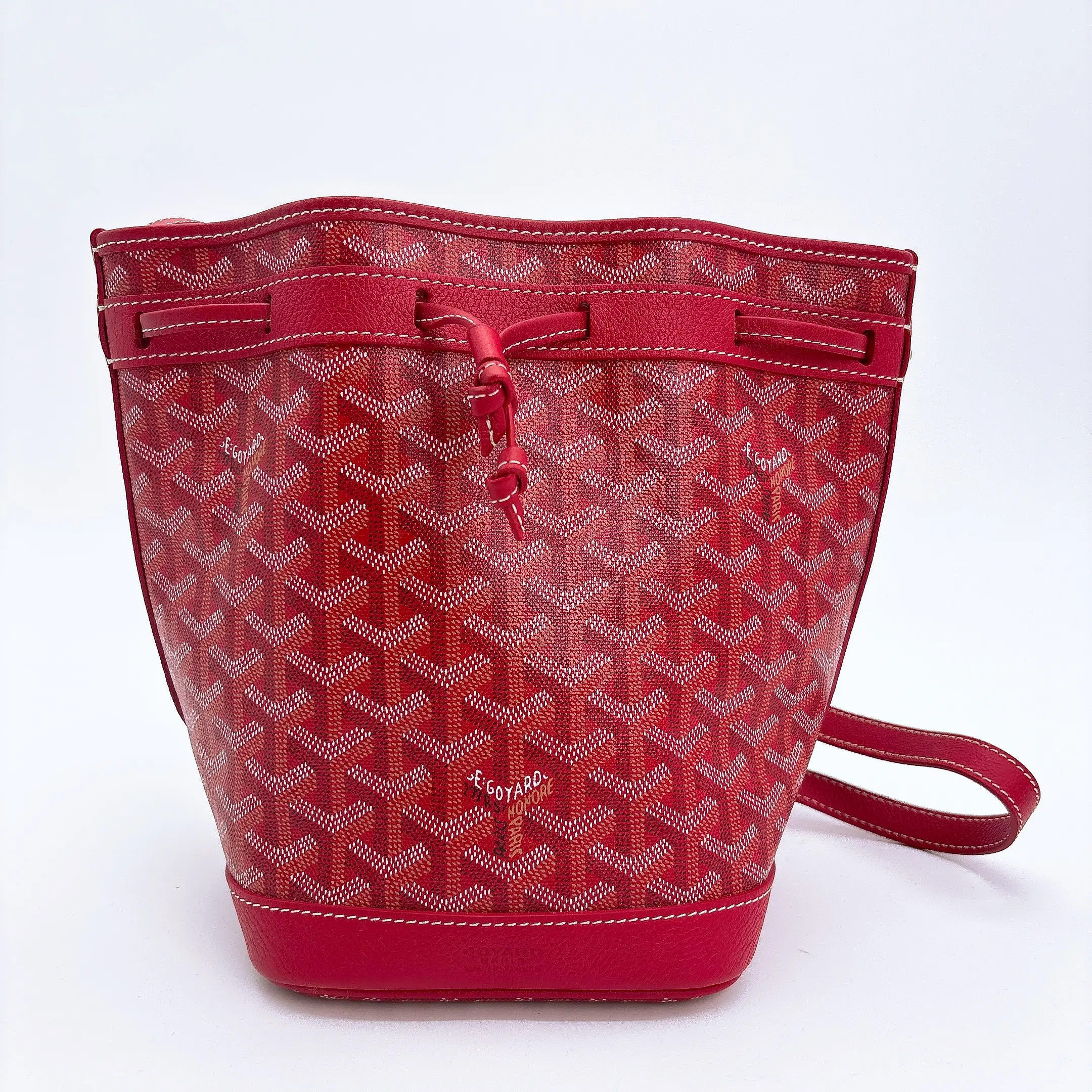 Pre-owned Goyard canvas Crossbody Bags Goyardine Petit Flot Bucket Bag PM Red