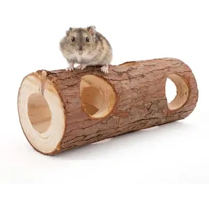 Forest Hollow Chew Tube for Small Pets - Natural Wooden Tunnel Toy - Safe Mouse Hamster Accessory - Reusable Gnawing Hideout - Exercise Playground for Rodents tokay  gecko  enclosure ferret  harness