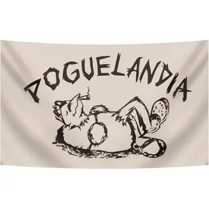 Poguelandia Flag Tapestry Funny Flag Banner for College Dorm Room Wall Decor Flags Cotton Decorative chill room accessories