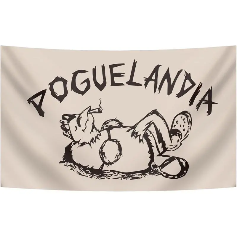 Poguelandia Flag Tapestry Funny Flag Banner for College Dorm Room Wall Decor Flags Cotton Decorative chill room accessories