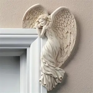 1pc Vintage Fairy Winged Angel Garden Statue, Resin Outdoor Wall Art Sculpture, Valentine'S Day Decor, No Battery Needed, Ideal for Home & Patio Decoration