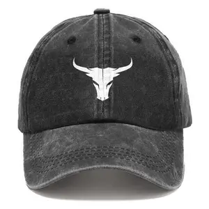 Bull Logo GYM Hat Unisex Washed Vintage Baseball Cap