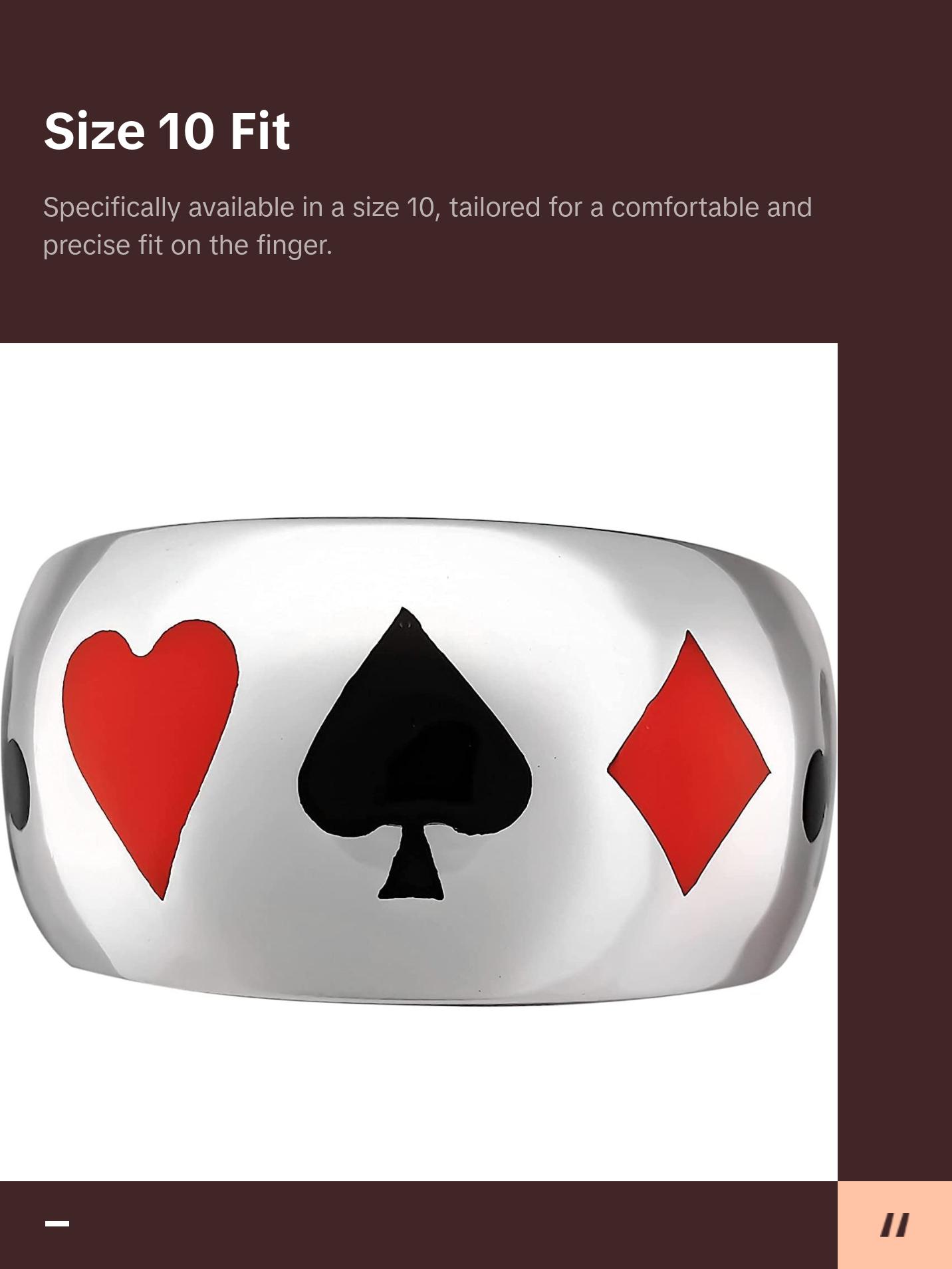 Size 10-925 Sterling Silver Card Shark Ring, Black & Red Resin, Playing Card Design, Handcrafted Symbol Jewelry