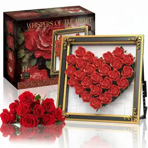 Art Roses 3D Wall Art Building Set, Framed 26-Piece Botanical Kit for Adults, Engaging and Creative DIY Project, Romantic Anniversary Gift for Her, Sophisticated Floral Aesthetic for Home or Gallery Wall Display