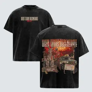 Treaty Oak Revival West Texas Degenerate Washed Tee– Vintage Acid Wash Heavy Cotton Oversize Unisex Country Rock Band T-Shirt, Retro Bar Cowboy Music Streetwear Top, Southern Rock Concert Tour Merch Gift for Fans