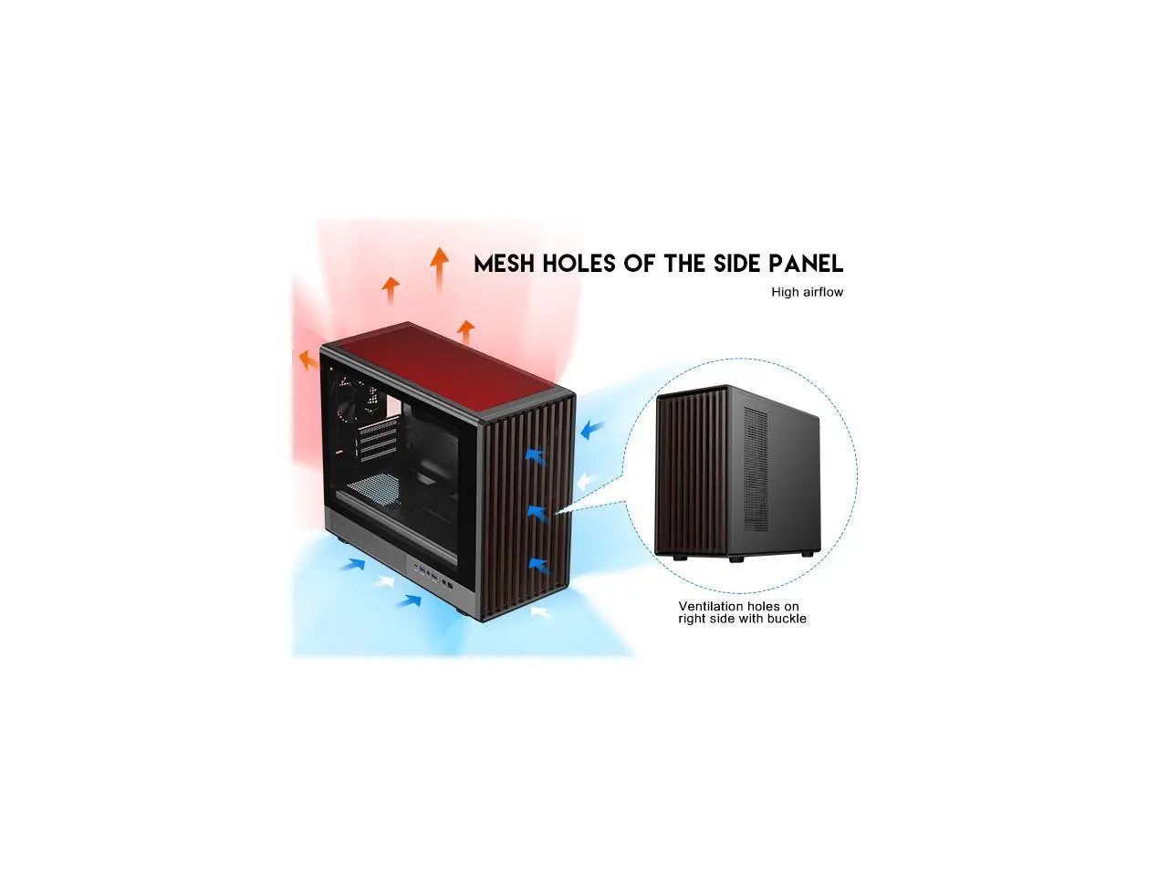 DIYPC DIY-mATX06-Wood Black USB3.0 /Type C Micro ATX Mid Tower
