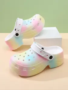 Color-Blocked Eva Slippers with Soft Sole, Breathable Closed-Toe Design, Perfect for Beach and Garden, Summer Comfort Footwear