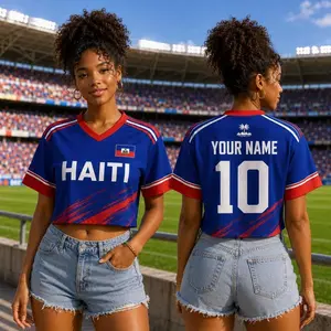 Haiti Crop Top Jersey Personalized, Haitian Soccer Jersey For Men Women, Custom Haiti Jersey Shirt, Haiti Football Jersey Fan Gift