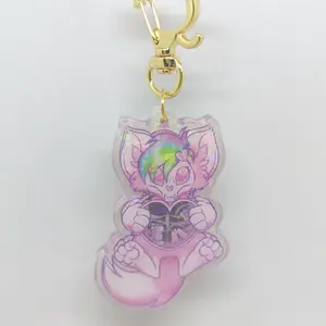 Skull Cat Holographic Shaker Keychain