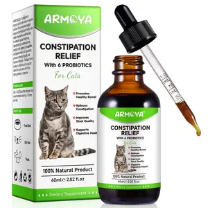Cat Constipation Relief, Cat Laxative Constipation Relief, 100% Natural Laxative with 6 Probiotics Stool Softener, Promotes Digestive Health - 2 fl oz
