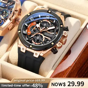 SOLLEN Men's Sports Chronograph Watch Large Dial Date Multi-Function Quartz Water-Resistant Silicon Strap Luminous Waterproof Gift for Birthday Boyfriend Husband Valentine's Day Father's Day Wedding 720