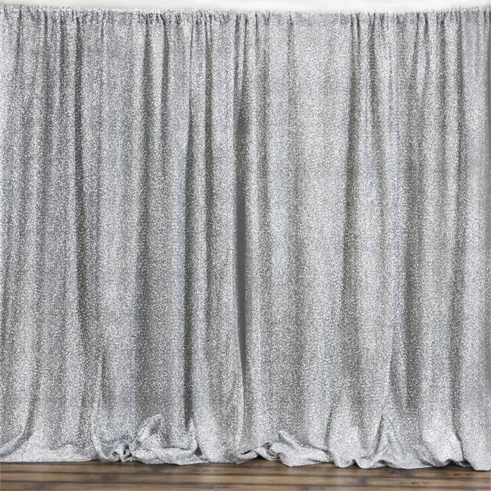 20ftx10ft Silver Metallic Shimmer Tinsel Event Curtain Drapes - Festive Backdrops & Banners for Wedding, Exhibition, Photography Event Panel, Draping Festive Backdrops & Banners, Fabric Cover Festive Backdrops & Banners