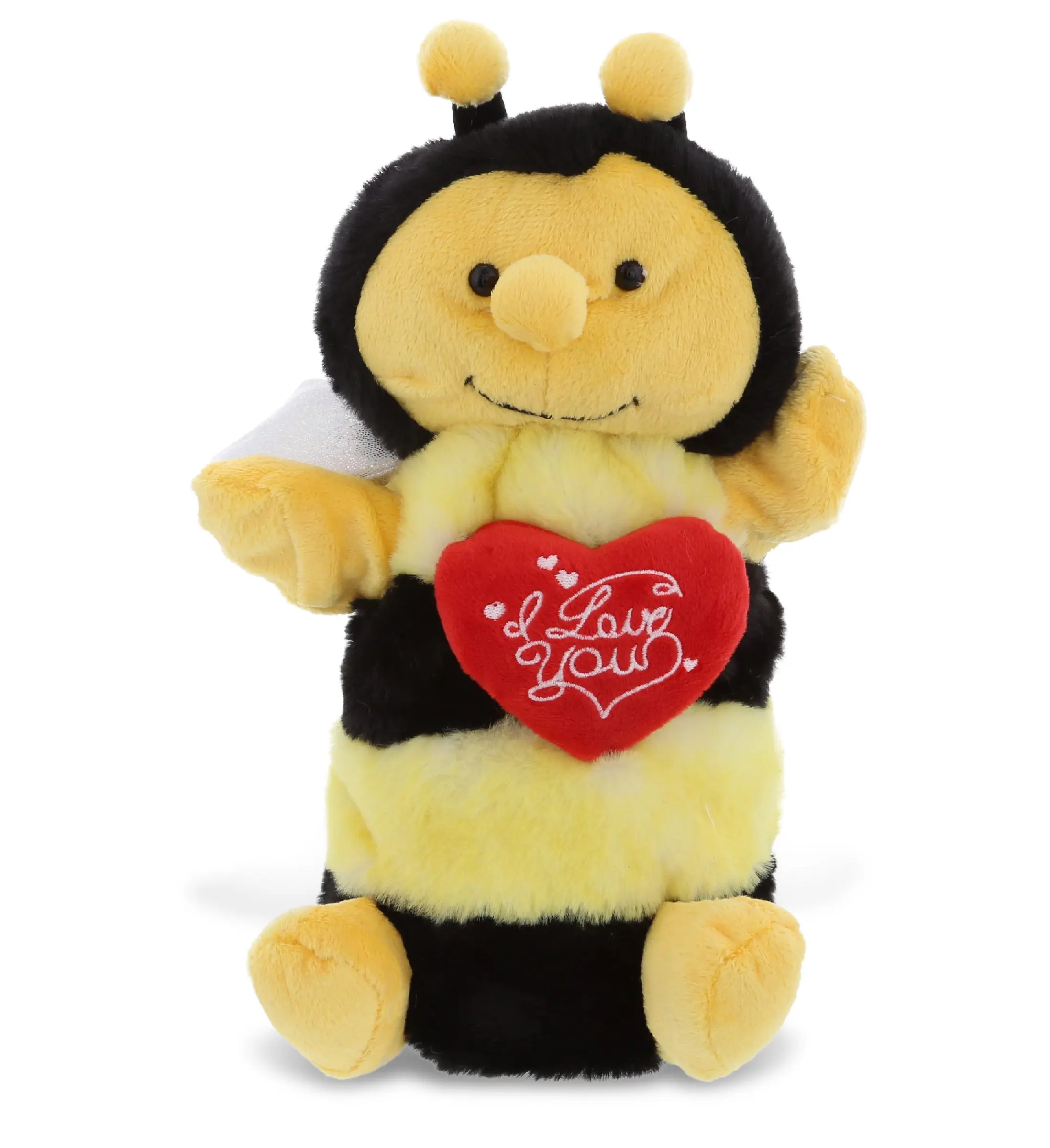 PLUSH I LOVE YOU RED HEART - SUPER SOFT PLUSH HAND PUPPET - HONEYBEE