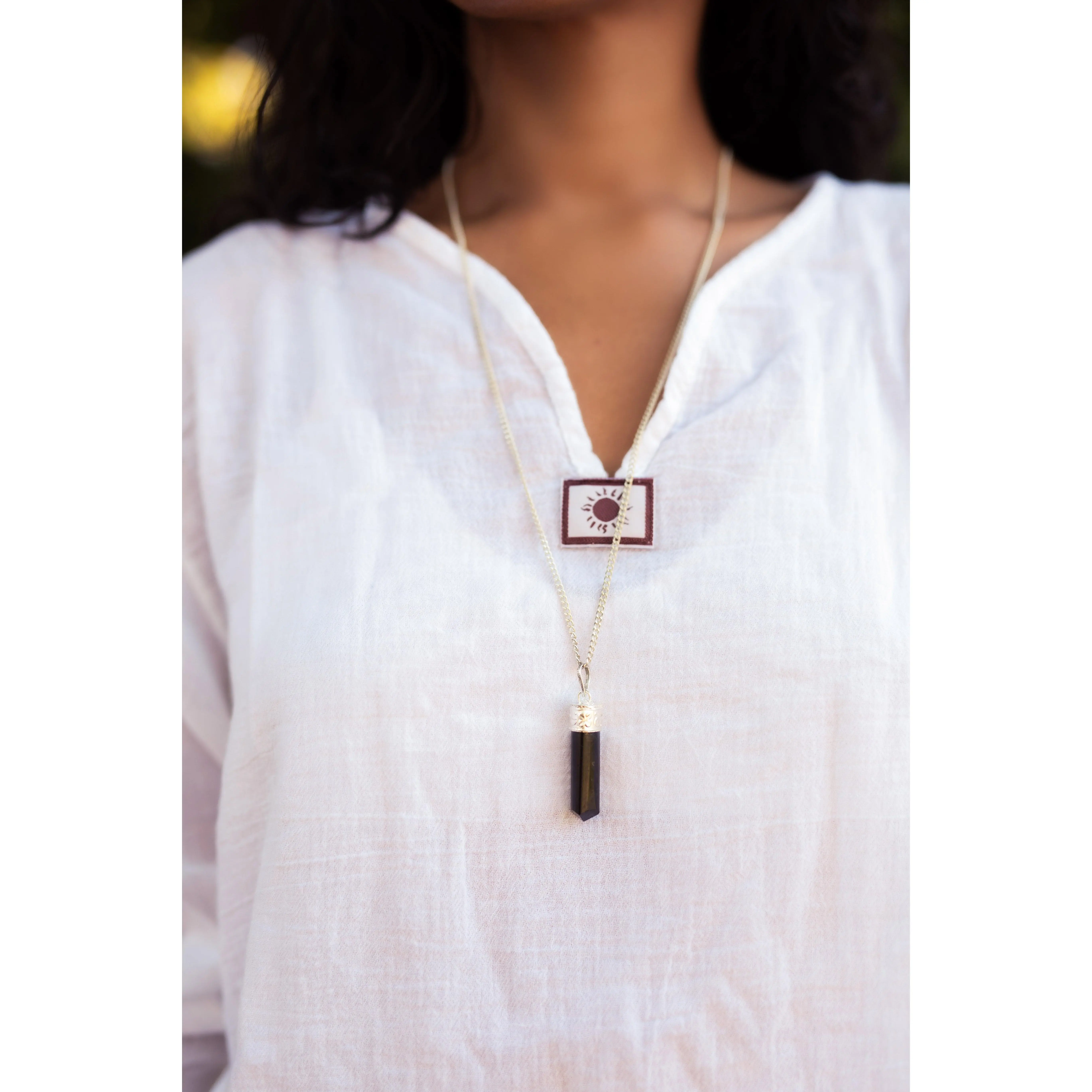 Black Tourmaline Protection Pendant Silver plated