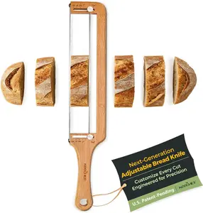 Bread Pilot Adjustable Bread Knife – Upgraded Bread Slicer for Homemade & Sourdough Loaves, Serrated Stainless Blade with Precision Thickness Guide, Gift for Artisan Bakers