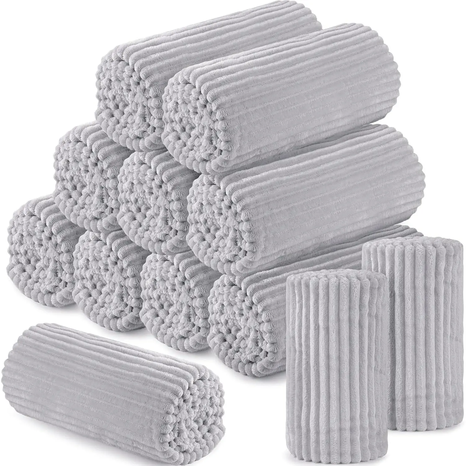 12 count Flannel Throw Blanket Bulk 50 x 60 in Sleepover Blankets Outdoor Wedding Throw Lightweight, Oeko-TEX Standard 100 Certified for Sofa Donation Homeless Gifts (Gray)