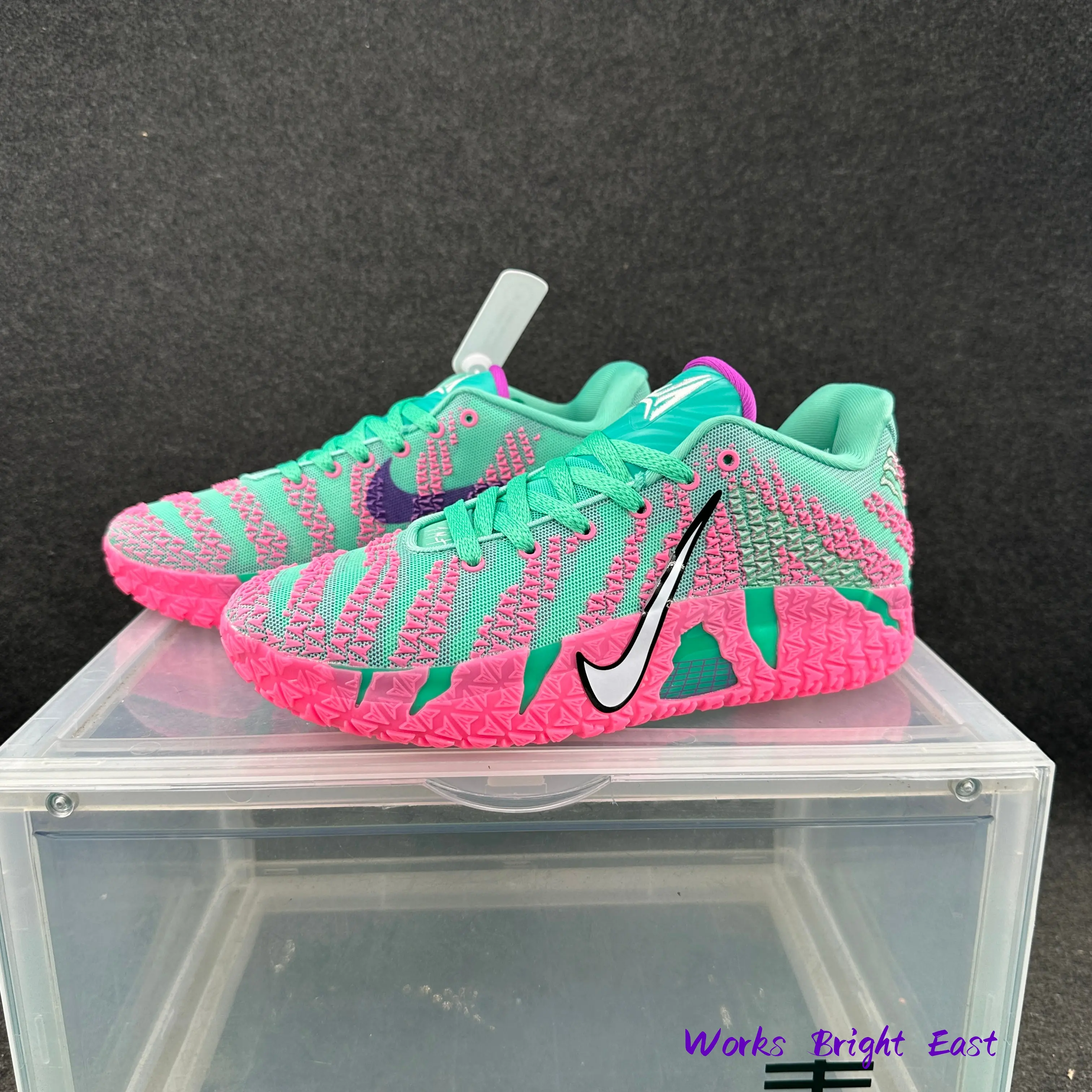 Teal-Pink Gradient Running Sneakers, Court-Stealing Energy