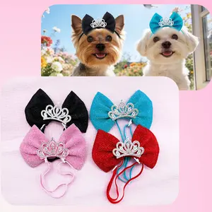 4PCS Crown Puppy Bows Cute Style Dog Bows with Crown Pet Grooming Accessories For Dogs
