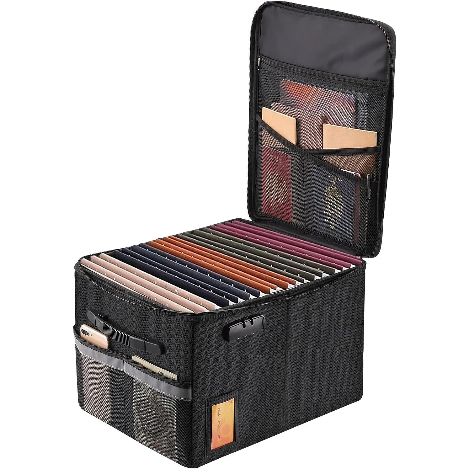 Fireproof File Cabinet with Lock, Fireproof Document Organizer Collapsible File Box Filing Cabinet with Handle for Letter Legal Folder Certifications