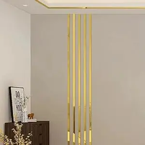 2-Pack Stainless Steel Decorative Strips, Titanium Gold Wall Ceiling Edging, Mirror Finish Living Room Decor Stickers, Interior Moulding Trim