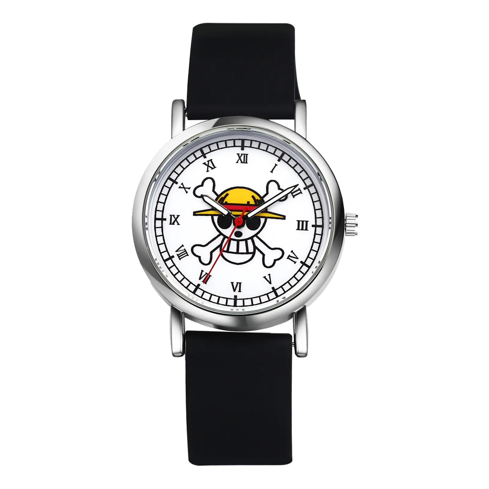 OIDEA Novelty Skull Watch for Men & Women, Colorful Adjustable Quartz Timepiece with Roman Numeral Dial and Silicone Band, Colorful Adjustable Quartz Watches, Round Quartz Watches