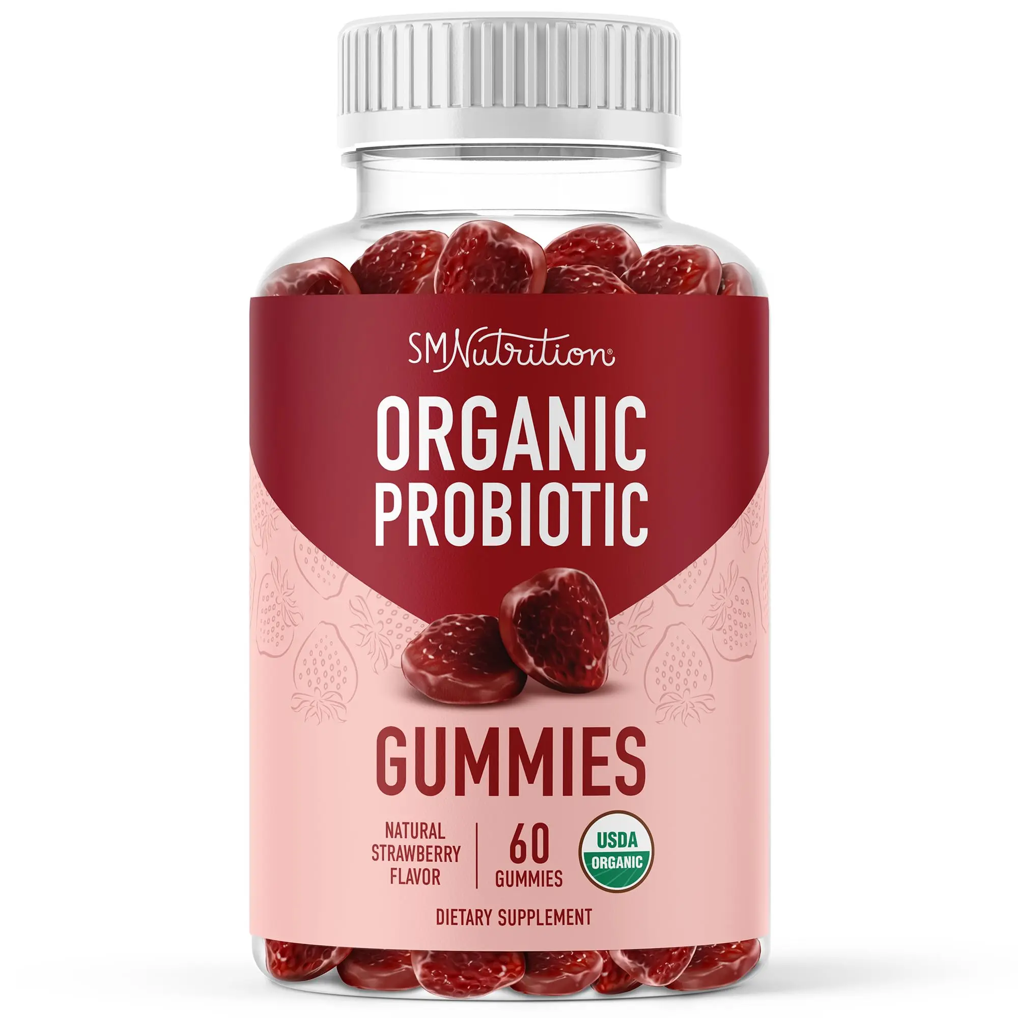 Organic Probiotics Gummies | 5 Billion CFU Probiotics for Digestive Health & Immune Support Dietary Supplement | Strawberry Flavor