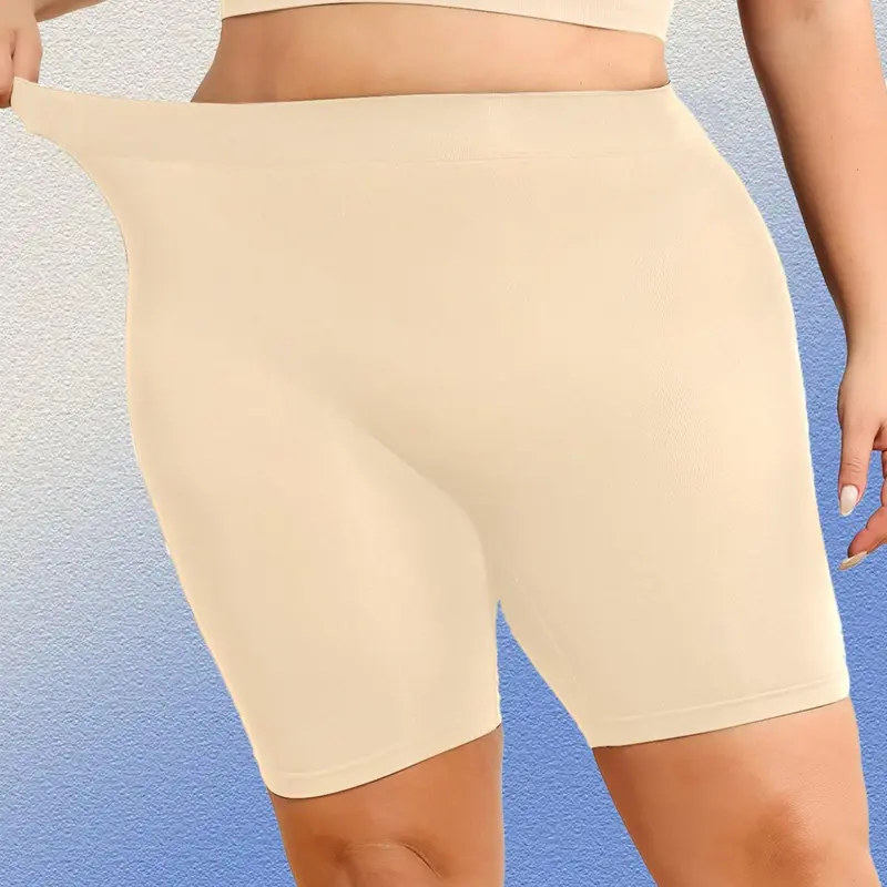 [Plus Size] Solid Jacquard High Waist Seamless Medium Soft Compression Shapewear Body Shapers Enhancer Shorts, Underwear, Shapewear Bottoms, Women's Shapewear Clothing for All Seasons