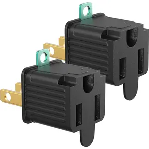 2 Prong to 3 Prong Outlet Adapter, Polarized Grounded Outlet Converter, Wall Outlet Plug for Household, Workshops, ETL Listed