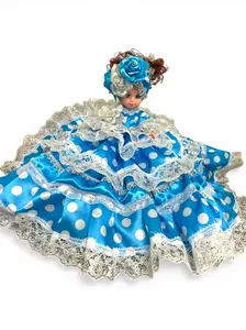 Gitana Muñeca Spiritual Doll - Santeria Yoruba Handmade Doll, Blue and White Polka Dot Muneca Espiritual, Religious Altar Decor, Spiritual Gift & Cultural Display