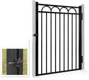 Fencer Wire Heavy Duty Arc Fence Gate, 5FT Height x 4FT Width Outdoor Fence Gate, Outdoor Anti-Rust Metal Steel Gate for Fencing Barrier, Decorative Garden Gate for Residential, Yard, Pool, Patio